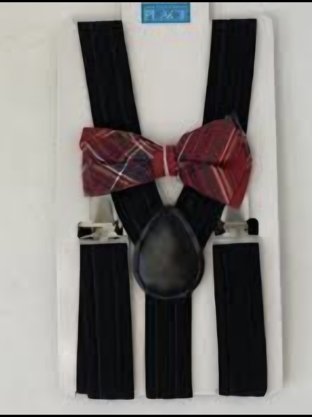 The Children's Place Black Suspenders with Red Plaid Bow Tie